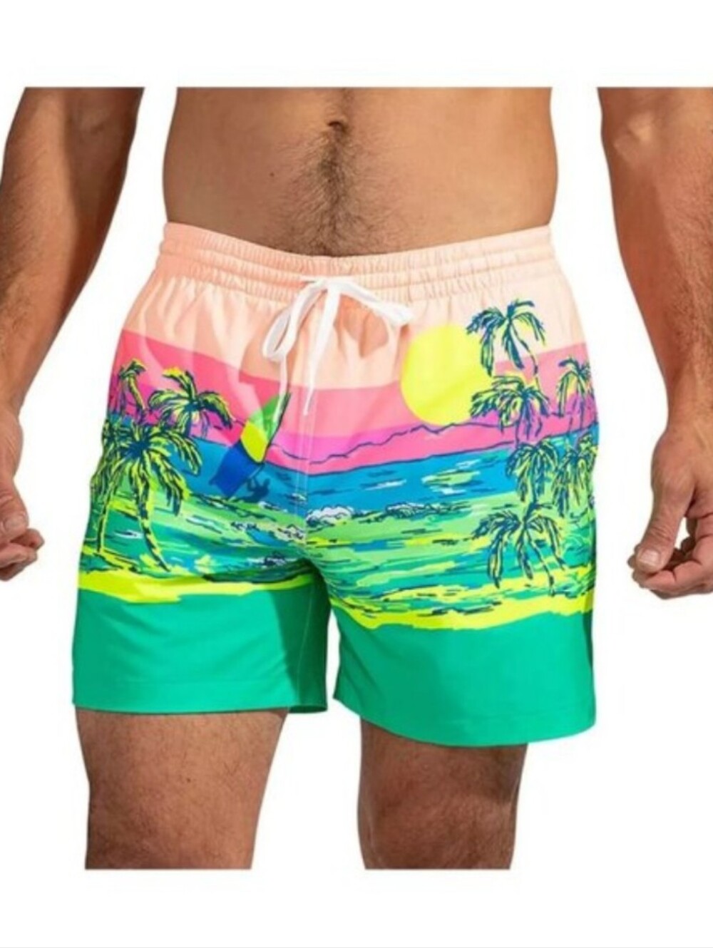 Chubbies Men's Shorts Tropical Print Swim Trunks - Peach & Teal